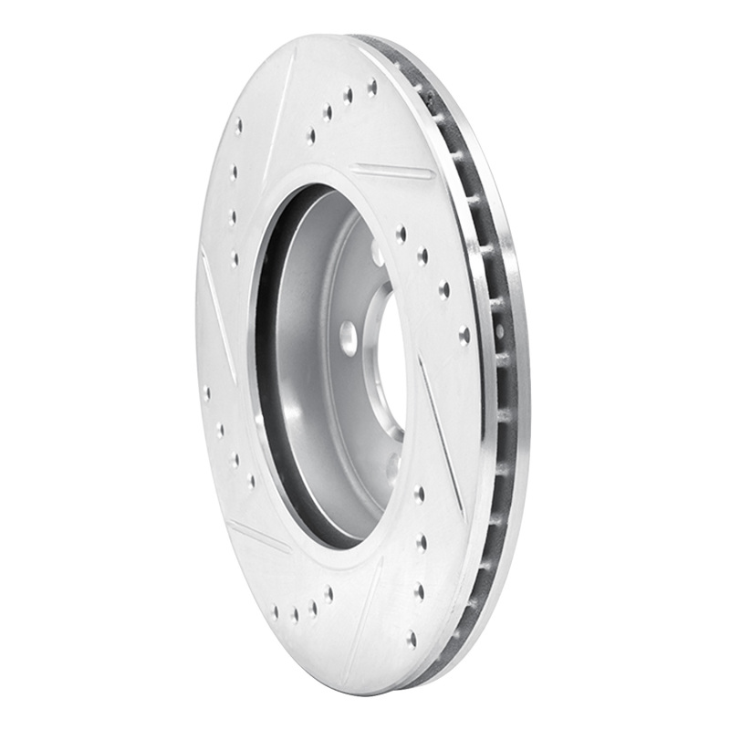 Mini Cooper Brake Rotor (1) - Front Right - R1 Concepts - Drilled & Slotted - Silver - `07-`15